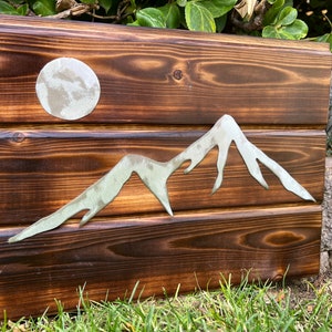 Metal Art, Mountain Art, Mountain and Moon Design, Metal Mountains, Colorado Mountains, Mountain Metal Art, Rustic Decor, Cabin Decor