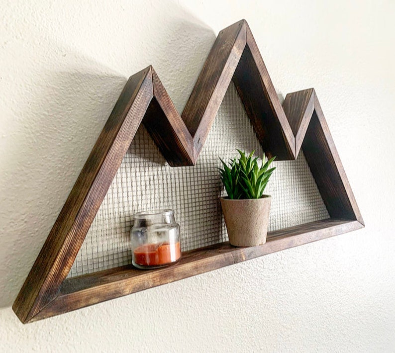Wooden Mountain Shelf Succulent Shelf Wall Art Etsy
