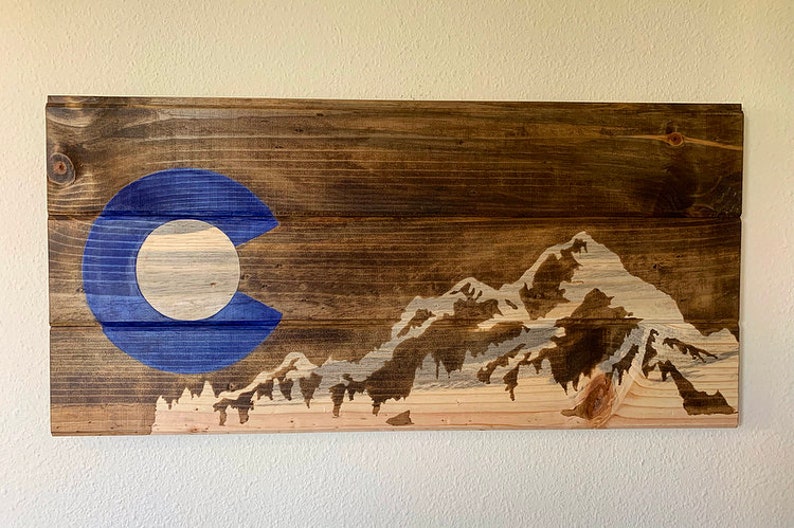 Colorado Art Mountain Wall Art Colorado Flag Colorado Etsy