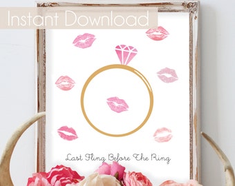 Hens Night INSTANT DOWNLOAD A3 + A4 sizes A fun hens /bachelorette night keepsake. Ready for your Guest's signatures & LIPSTICK kisses.