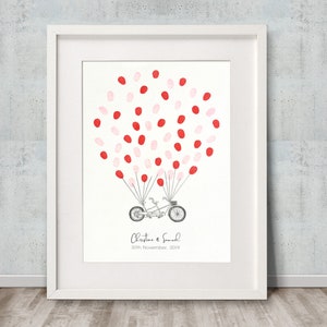 A3 Tandem Bike Wedding Guest Book, Fingerprint Guest Book + 2 ink pads. Suits 40-80 guests Free Delivery (Aust only)