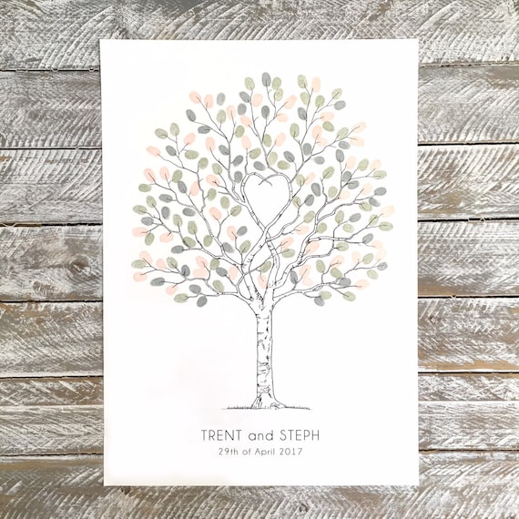AIBAOBAO Hochzeits Fingerabdruck Baum DIY Hochzeitsbaum Leinwand Gästebuch 30 * 40cm, Fingerabdruck Baum Personalisierte Hochzeitsbaum Für Jahrestag Geburtstag Signature Mit 6 Farben Tinte