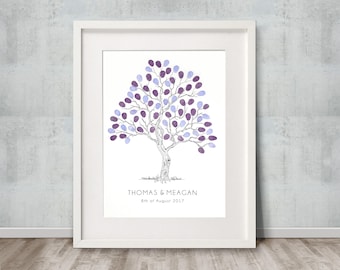 A3 Fingerprint Tree Wedding Livre d’or +2 tampons encreurs « Twisted Tree » Taille A3, 40-80 invités Personnalisé avec noms et dates. Livraison GRATUITE Aust.