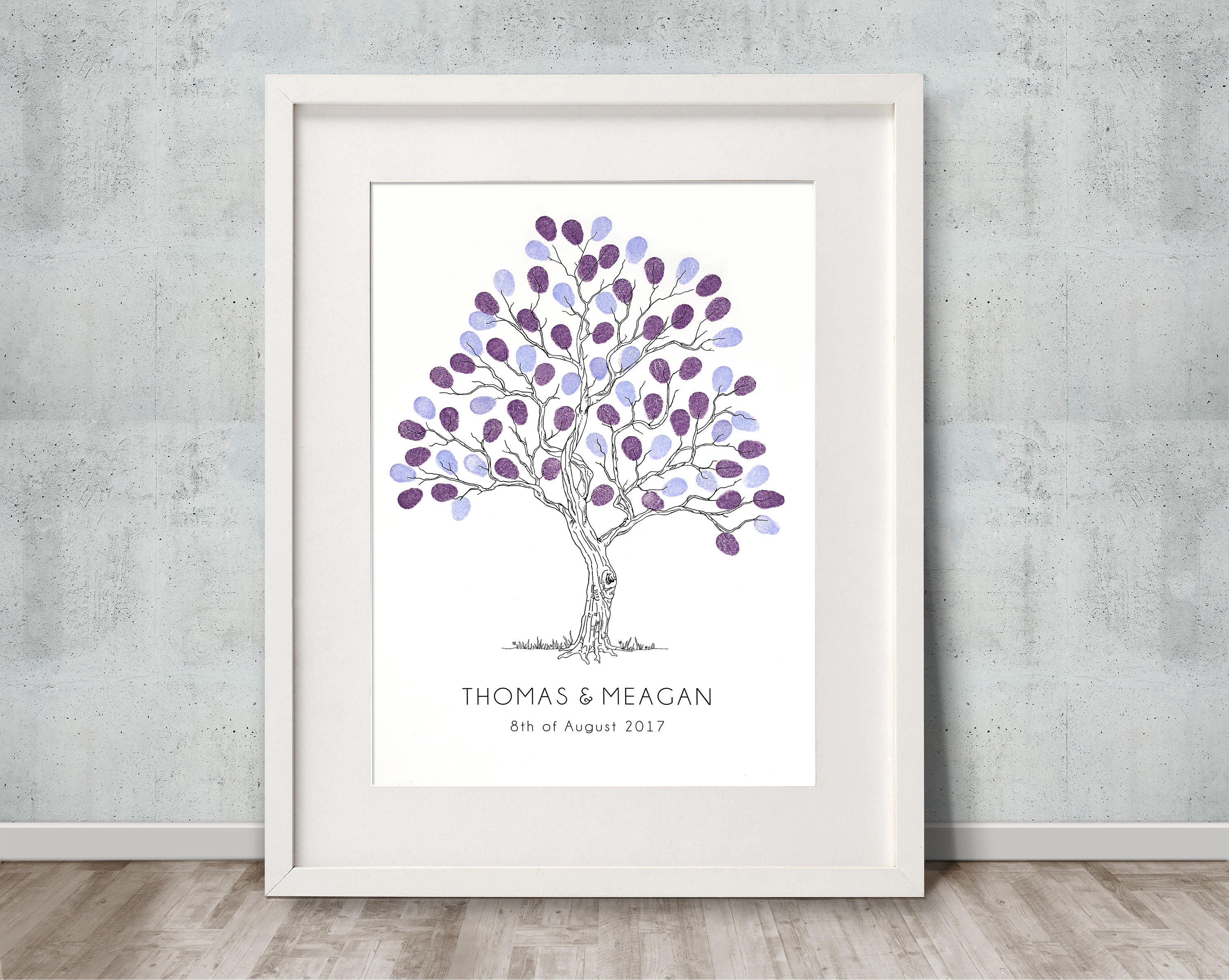 Personalised Wedding Tree Guest Book Alternative Wishing Tree with frame and ink pad PINK