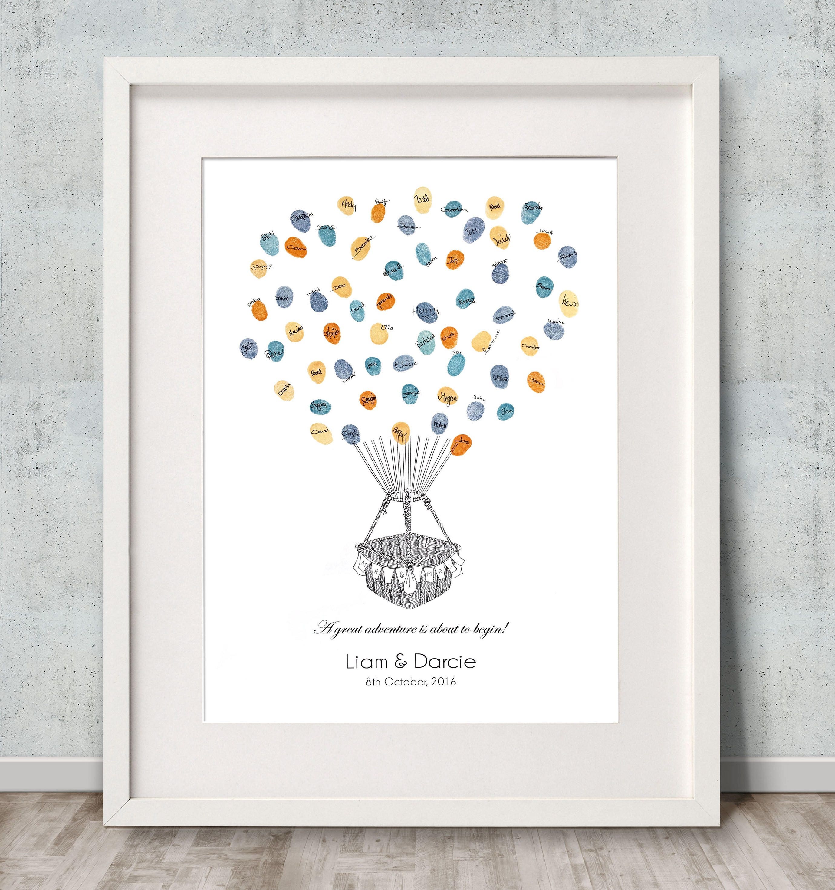 A3 Size Hot Air Balloon Wedding Fingerprint Guest Book + 2 Ink