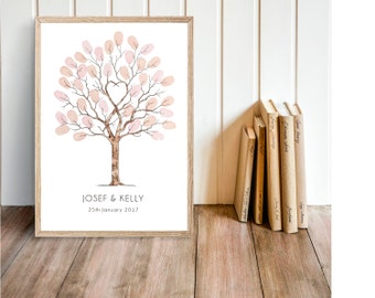 A4 Fingerprint Tree Guest Book  "Unity Tree" watercolour . A4 size.  Personalised with names and dates. FREE delivery Aust.