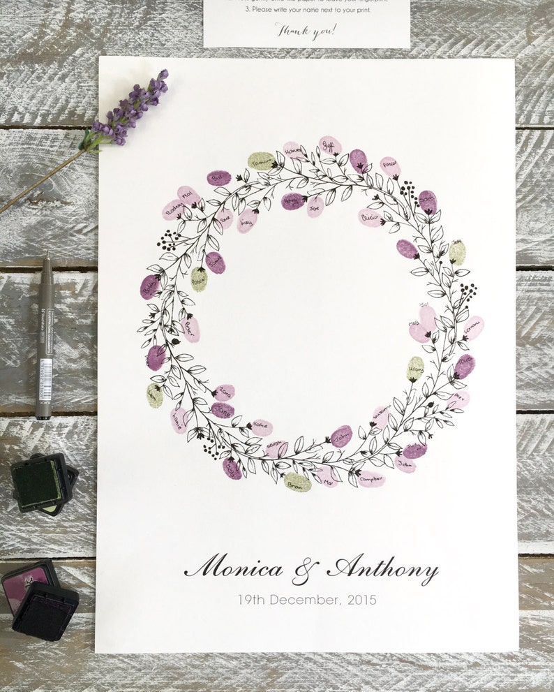 A3 Size WEDDING Guest Book. Round Wreath 2 Ink Pads Etsy