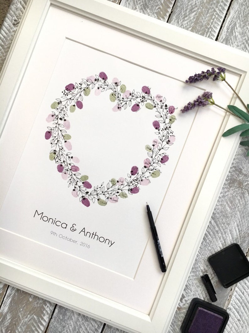 A3 WEDDING Guest Book Wreath HEART 2 Ink Pads . Etsy