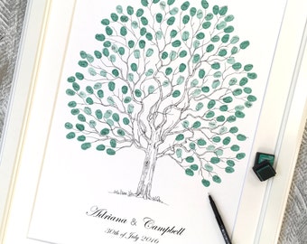 A2 Fingerprint Tree Wedding Guest Book A2 "Elegant Tree" + 2 free ink pads & 1 Pen. Personalised with your details. FREE delivery Aust.