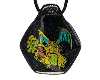 Charizard Glass Dichroic Pendant Necklace