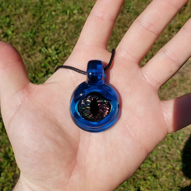Topaz Fused Glass Eye Pendant