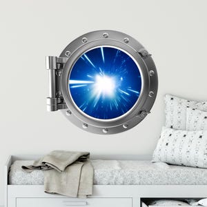 Port Scape Space Warp Speed Porthole 3D Window Wall Decal Removable Fabric Vinyl Wall Sticker Graphic Instant View