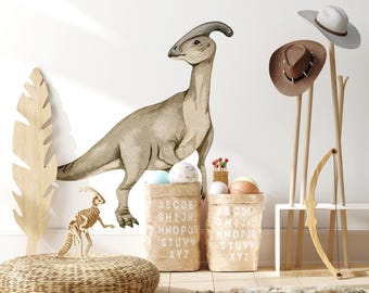 Parasaur Dinosaur Wall Decal, Duck-Billed, Dino Wall Art, Dinosaur Wall Sticker, Boys Dinosaur Nursery Room Decor, Peel and Stick