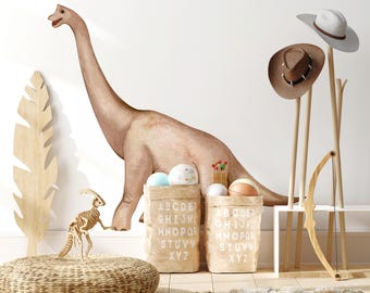 Brachiosaurus Dinosaur Wall Decal - Watercolor Dinosaur Nursery Decor - Peel and Stick Dino Wall Sticker for Kids Bedroom or Playroom