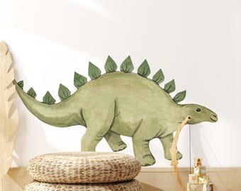 Stegosaurus Wall Decal, Green Dinosaur Wall Sticker, Kids Dino Nursery Decor, Boys Bedroom Wall Art, Peel and Stick, Jurassic Dinosaur Decor