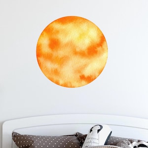Watercolor Celestial Sun Wall Decal Space Colorful Planet Wall Sticker Removable Fabric Vinyl Childrens Nursery Room Decor