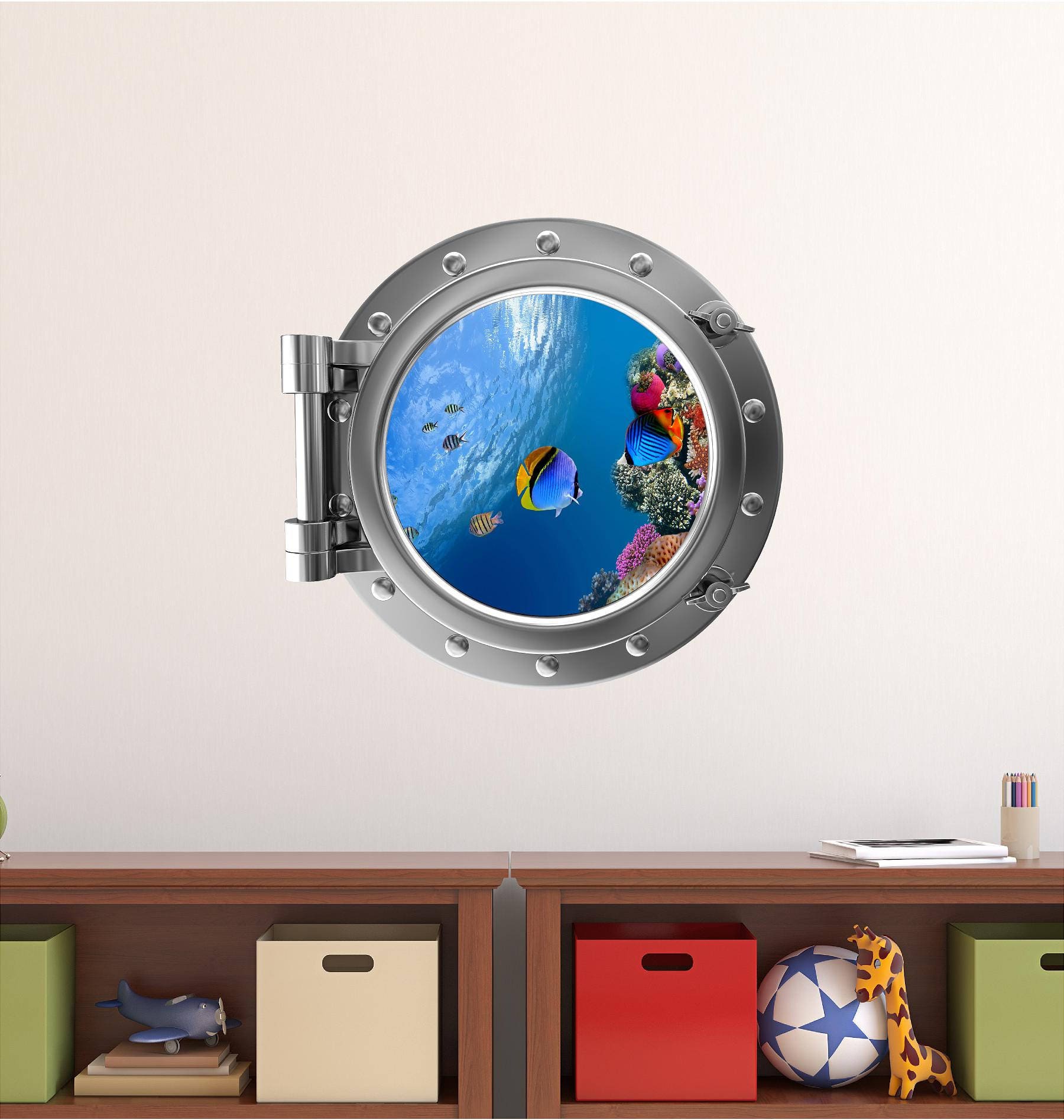 Port Life Sticker Tropical Reef Life 2 Porthole Wall Decal Port Scape Vinyl | Etsy