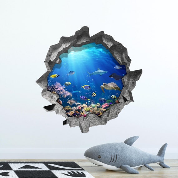 Coral Reef 3D Wall Decal: Ocean Fish Fabric Wall Sticker