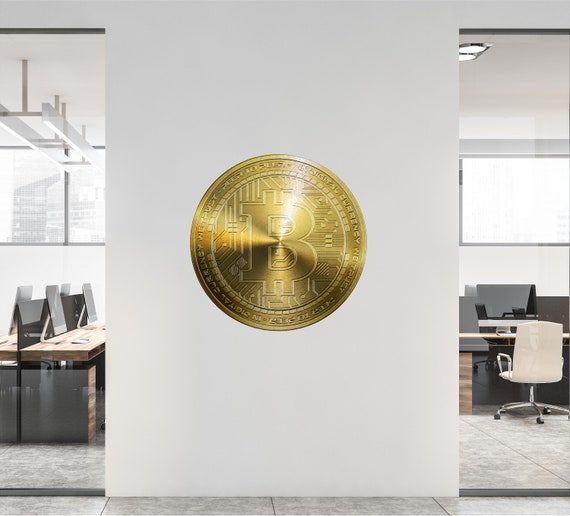 Calcomanía de pared BITCOIN, pegatina de pared de vinilo extraíble de Bitcoin de oro, logotipo de criptomoneda Crypto Bitcoin Money para la decoración de la sala de oficina - Etsy España