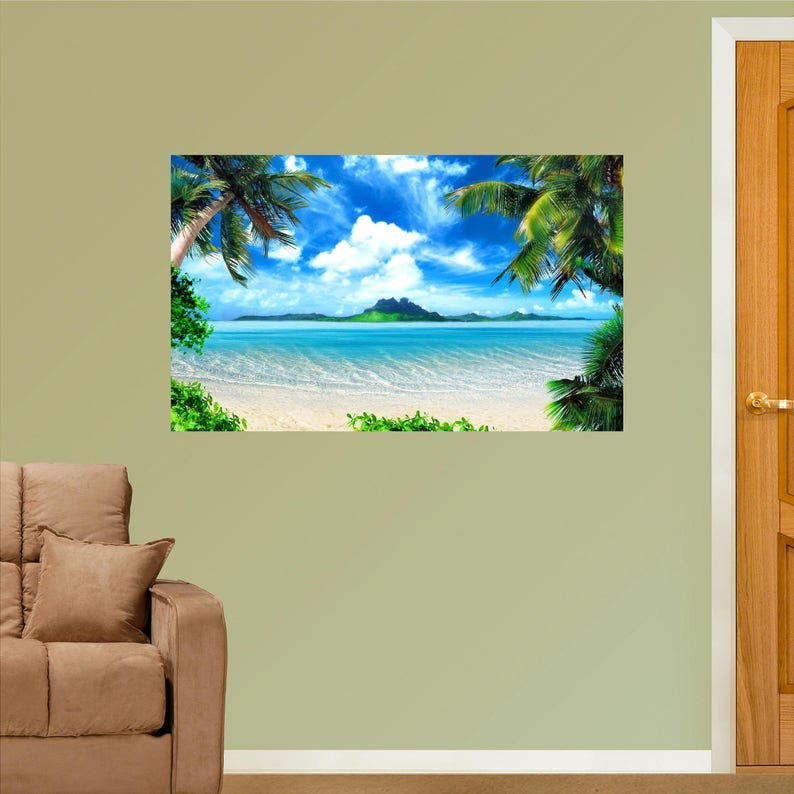 Tropical Wall Decal Beach Wall Decal Beach Decals Palm Etsy