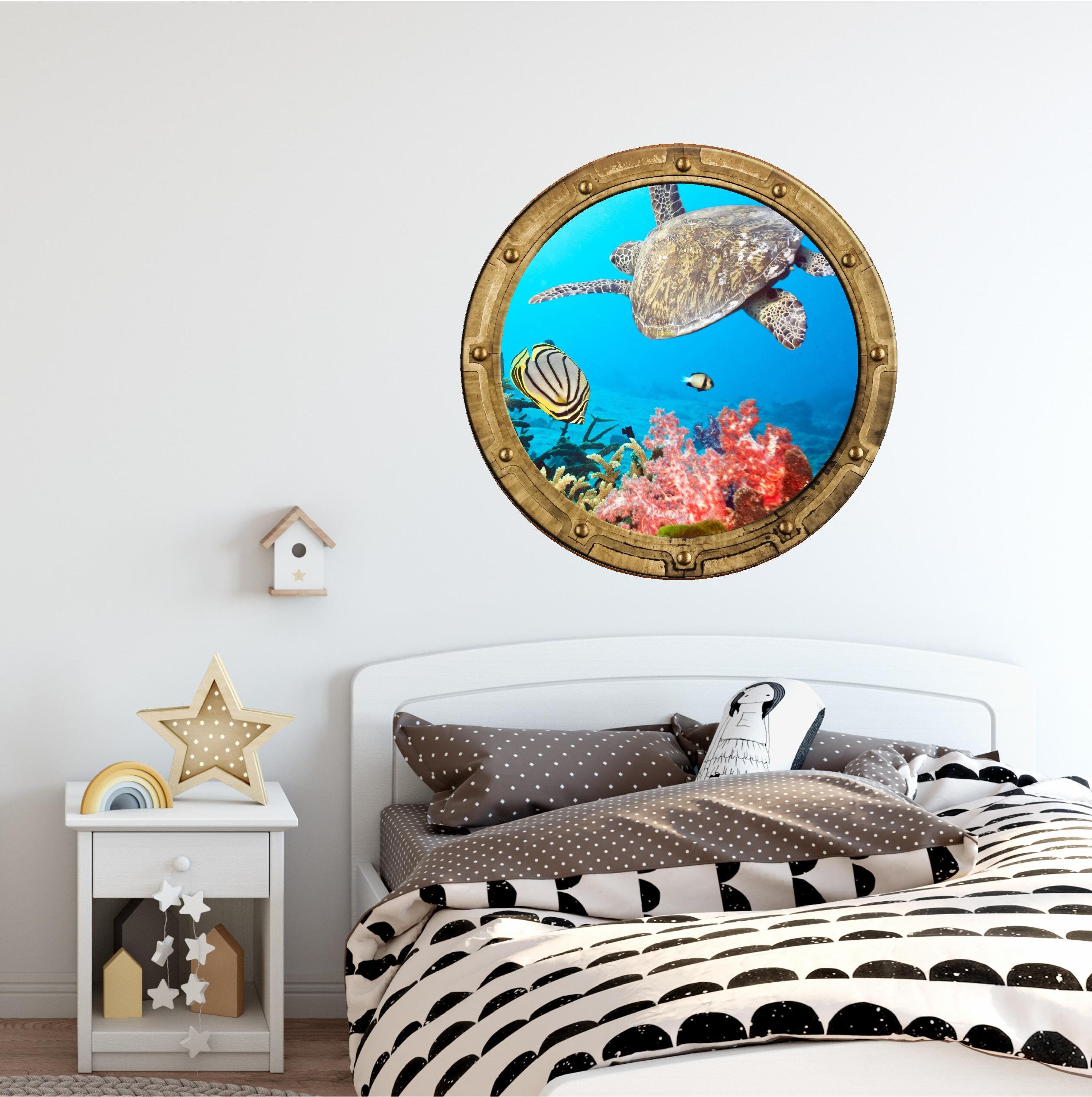 Port Life Sticker Port Scape Tropical Reef Life #1 Porthole Wall Decal Sticker Ocean Sea ...