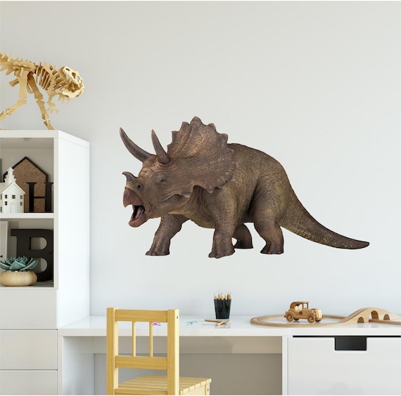 Triceratops Dinosaur Wall Decal Sticker Vinyl Jurassic Park Decals Prehistoric 3 Horn Dino Peel And Stick Removable Boys Bedroom Decor