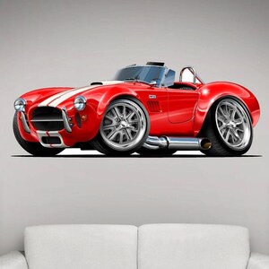 Car Wall Decal - Classic Sports Car Wall Decal - Mustang Wall Decal - Cartoon Car Decals - Muscle Car Decals - 57-65 AC Shelby Cobra 427