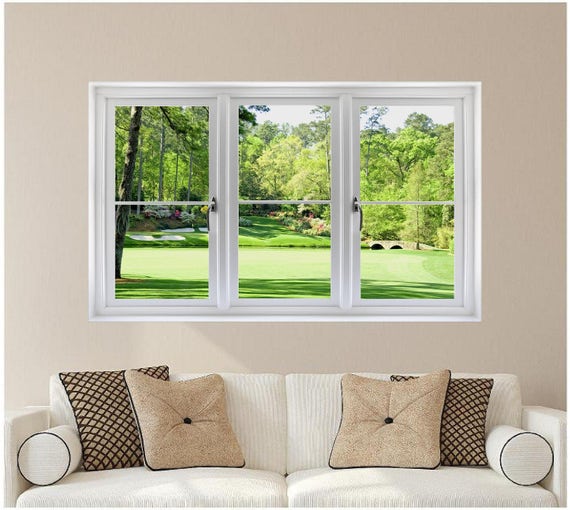 Window Scape 12th Hole at Augusta Wall Decal Instant 3D Window