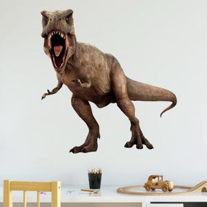 T-Rex 3D Dinosaur Wall Decal Sticker Jurassic Tyranosaurus Rex Boys Bedroom Kids Playroom Decor Prehistoric Dino Removable Huge Mural