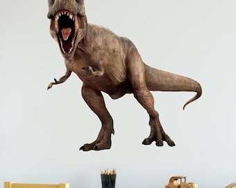 T-Rex 3D Dinosaur Wall Decal Sticker Jurassic Tyranosaurus Rex Boys Bedroom Kids Playroom Decor Prehistoric Dino Removable Huge Mural