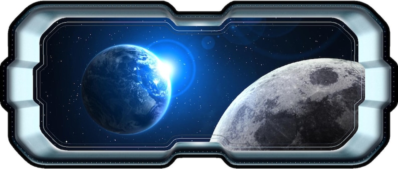 SpaceScape Earth /& Moon 1 Wall Sticker Decal Graphic Instant Star Ship Space Ship Window View Art Mural Kids Game Room Man Cave Basement