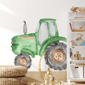Green Tractor Farm Nursery Wall Decal, Tractor Wall Stickers, Tractor Wall Art, Removable Reusable Peel and Stick Fabric, Boys Room Decor