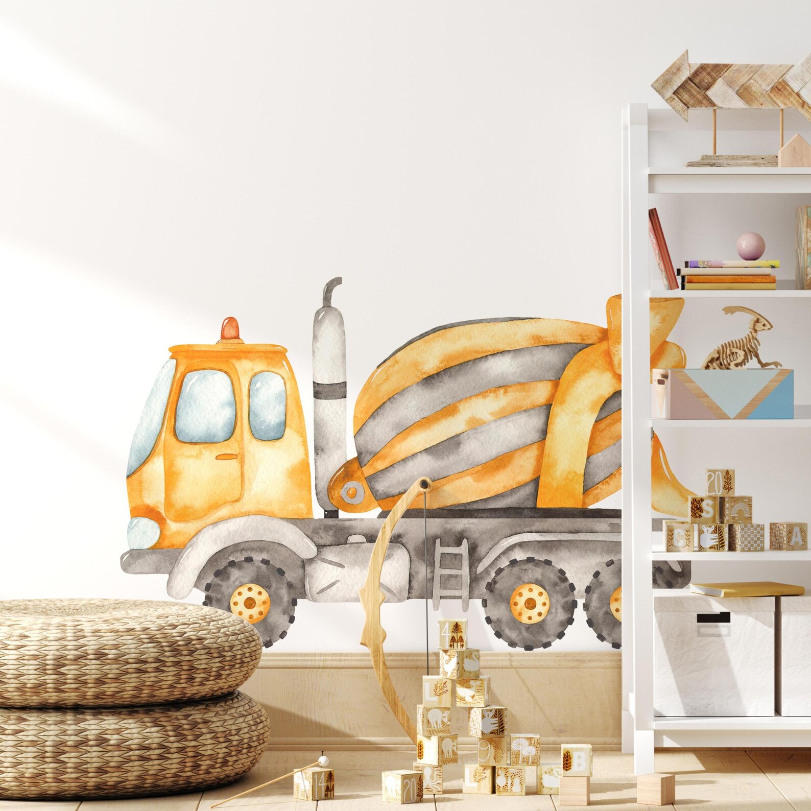 Construction Cement Truck Wall Decal Watercolor – Peel and Stick ...