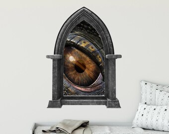 CastleScape Dragons Eye #1 Castle Window Wall Sticker Decal Mural Medieval Fantasy Fairytale Kids Room Decor Dragon Slayer Game of Thrones