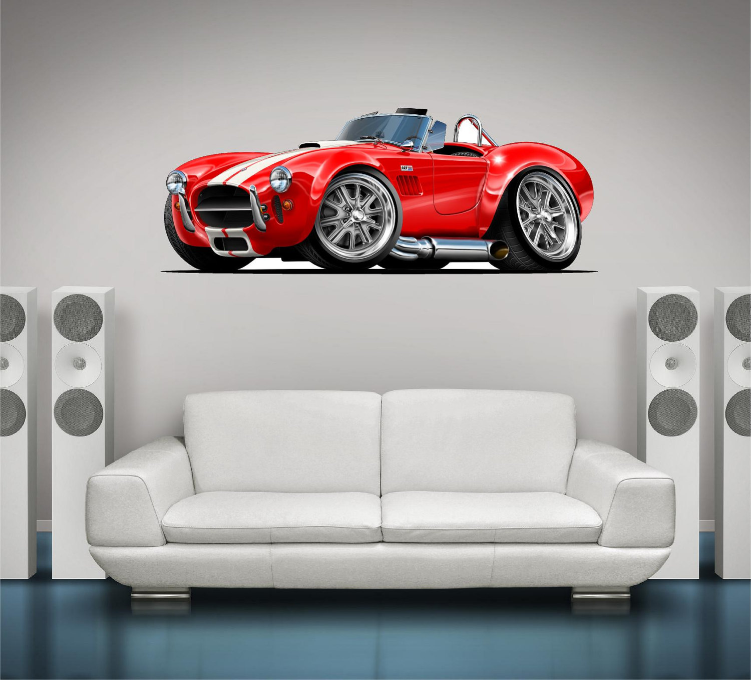 Car Wall Decal Classic Sports Car Wall Decal Mustang Wall Etsy