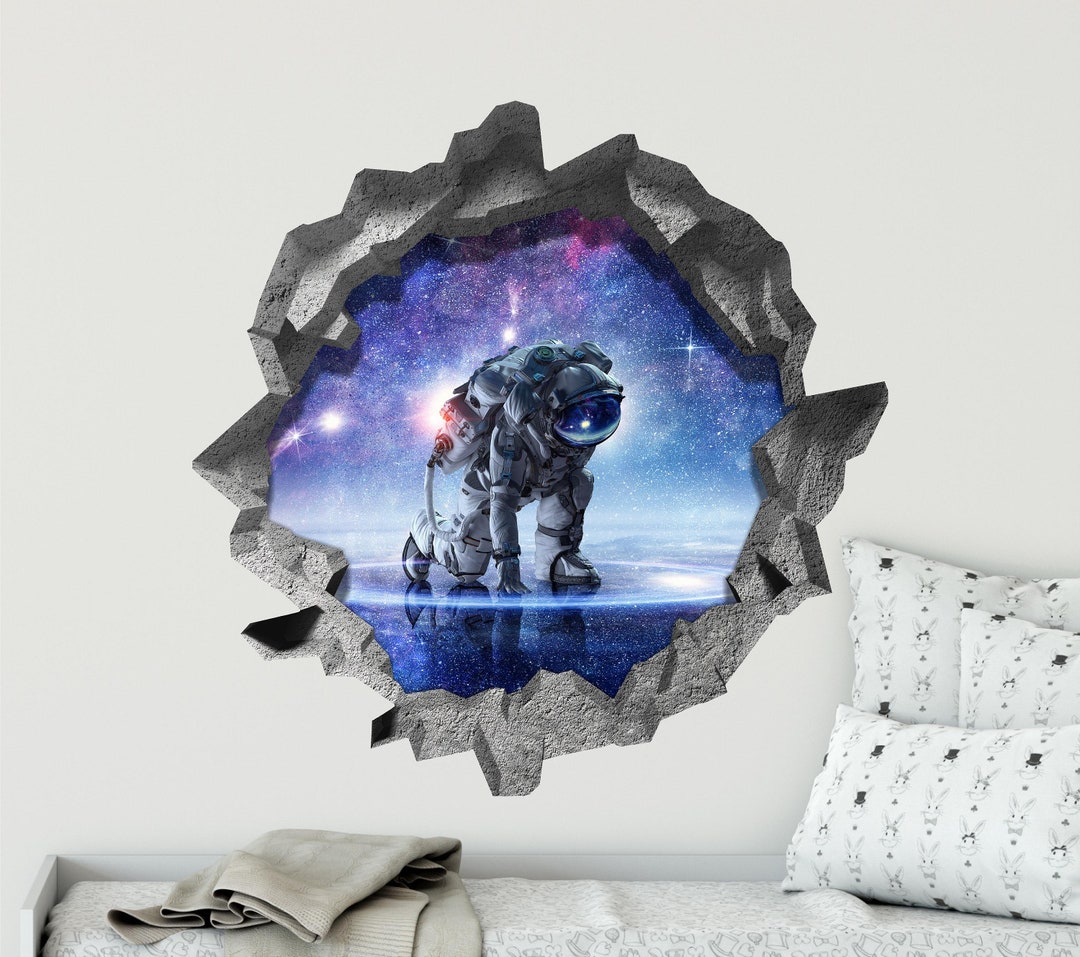 3D Hole in the Wall Decal - Astronaut in Space 2 - Outer Space - 3D ...