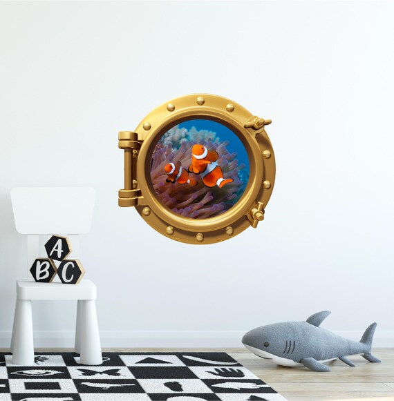 Animal Porthole 3D Window Wall Sticker Decal Ocean Sea Decor Portscape DIY