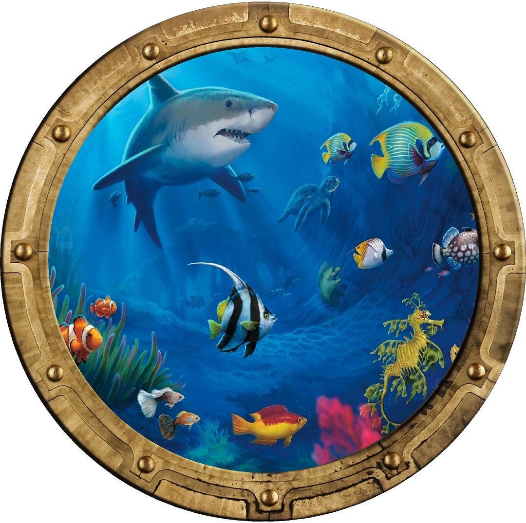 Port Life Sticker Port Scape Ocean Life Porthole Window Wall Sticker Decal Graphic ...