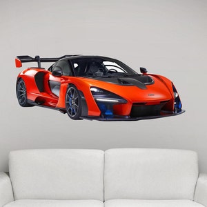 McLaren Senna Hyper Car Wall Decal, Removable Vinyl Wall Sticker, Super Fast Race Car, Boys Bedroom Man Cave Wall Art