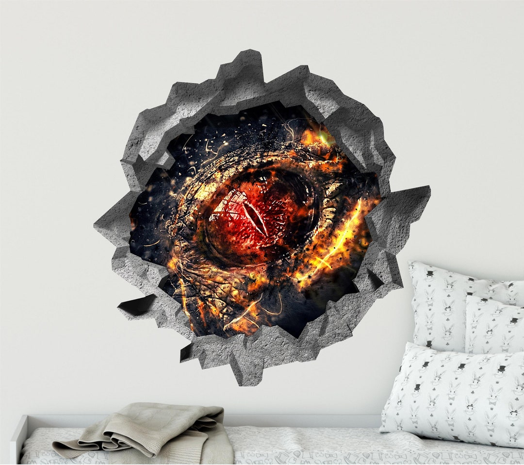3D Hole in the Wall Decal - Eye of Dragon - Dragon Fantasy Decal - 3D ...