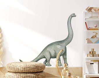Brachiosaurus Dinosaur Wall Decal, Dino Wall Art for Kids Room, Boys Bedroom, Dinosaur Wall Sticker, Boys Nursery Room Decor, Peel & Stick