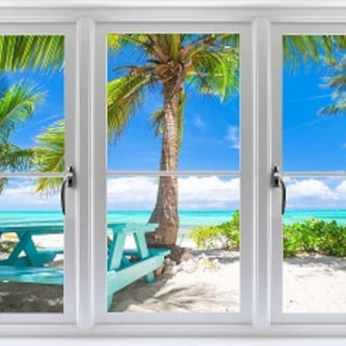 Sunset Beach Wall Decal Window Wall Mural Decor 3D Ocean Etsy