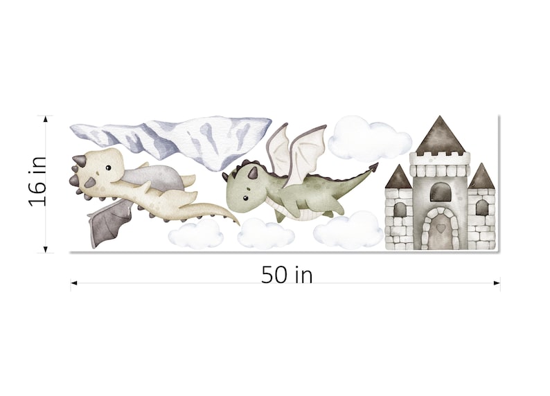 Watercolor Baby Dragons Wall Decal Set, Peel and Stick Fabric Wall ...