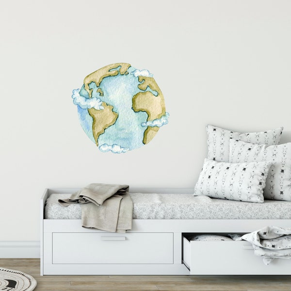 Watercolor Earth Wall Decals Etsy
