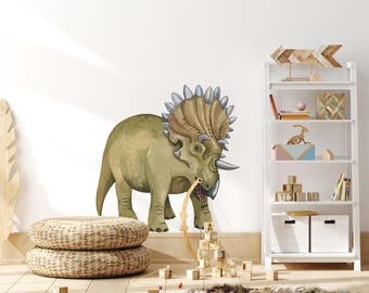 Regaliceratops Wall Decal, Dinosaur Triceratops Wall Art for Kids Room, Boys Bedroom, Dinosaur Wall Sticker, Boys Dino Nursery Room Decor