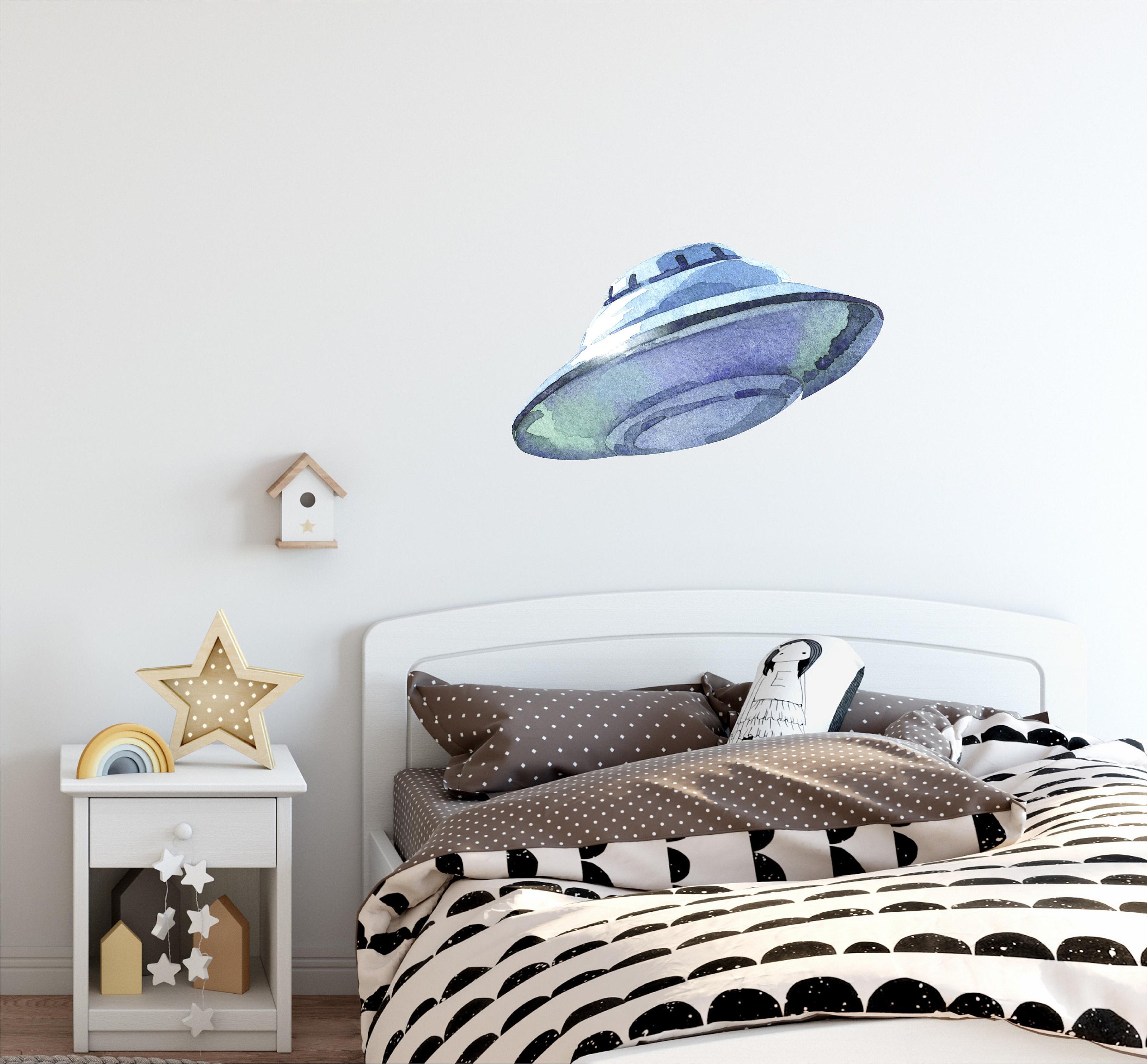 Watercolor UFO 1 Wall Decal Alien Spaceship Wall Sticker Etsy Nederland