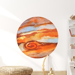 Jupiter Planet Wall Decal | Space Wall Sticker | Removable Fabric Earth | Solar System Wall Art | Boys Space Nursery Room Decor | Watercolor