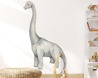 Brachiosaurus Dinosaur Wall Decal - Watercolor Dinosaur Nursery Decor - Peel and Stick Dino Wall Sticker for Kids Bedroom or Playroom