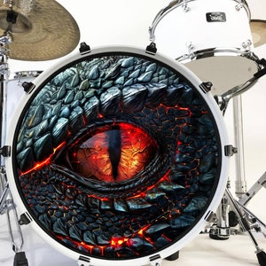 Decal Dragons Eye Bass Drum Head Skin Decal - Graphic Drumhead Sticker for Drum Kit Customization - Durable, Easy Apply - Made in USA