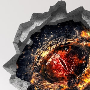 3D Hole in the Wall Decal - Eye of Dragon - Dragon Fantasy Decal - 3D ...